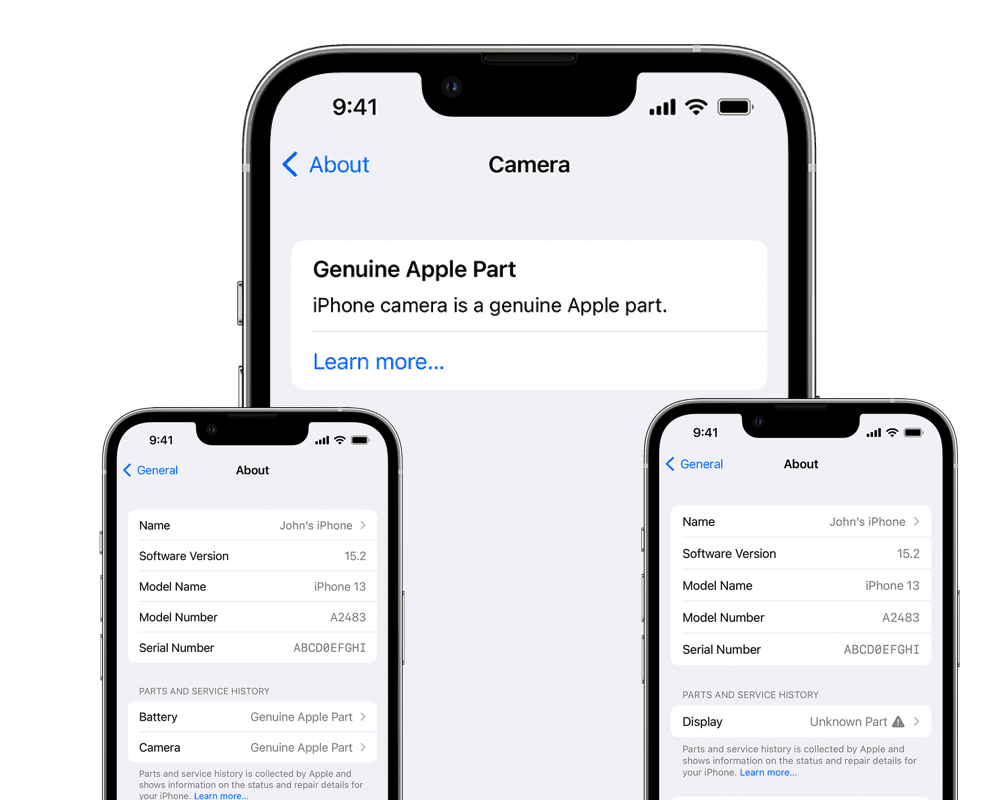 iphone parts and service history